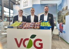 Apples also need brave representatives. For the VOG Consortium, holder of the Marlene brand: Klaus Hölzl, sales manager, Walter Pardatscher, CEO and Hannes Tauber, marketing manager.