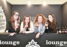 Representing Geofur, Sofia Furiani, Melissa Tsvetkova, Cristiana Furiani and Sara Azzolini toast with radicchio beer.