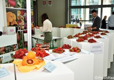 Strawberry and orange varieties at the CREA stand.
