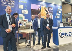 PND specialises in: IV Gamma product processing lines, citrus fruit processing lines, fruit processing machines and plants. The product range also includes peelers, cutters for apples, pears, kiwis, mangoes, pineapples, melons, pumpkins, peaches, strawberries, lemon and orange peel machines. Pictured, the first two on the left are Valerio De Caro (sales manager) and Virginia Cascella (export manager). The last two on the right: Vincenzo Di Prisco (CEO) and Alessandro Cascone.