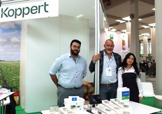 At the Koppert stand: Enrico Mirandola (agronomist), Flavio Lupato (general manager) and Amina Marini.